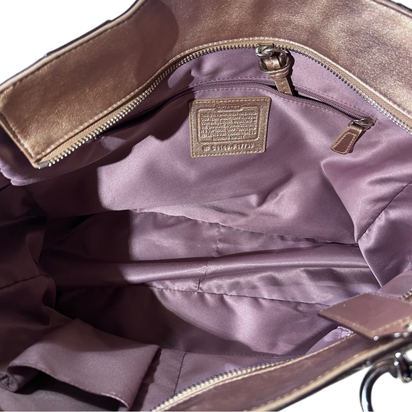 Metallic Gold Vintage Coach Shoulder Tote Bag - Picture 4 of 5